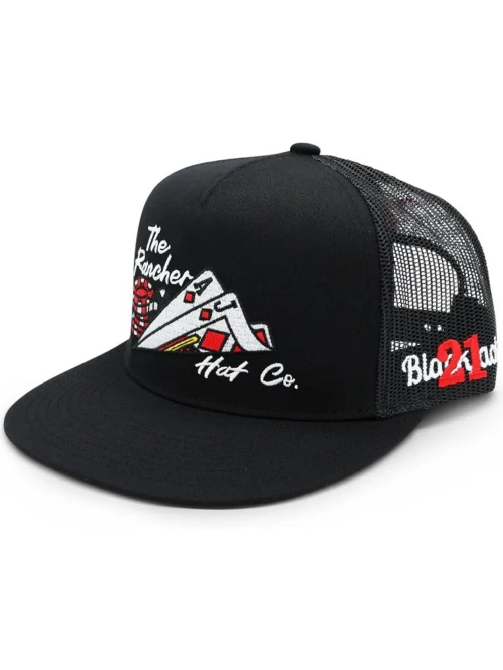 High Profile Adjustable Mesh Back Trucker Hat - Stylish 21 Blackjack Design